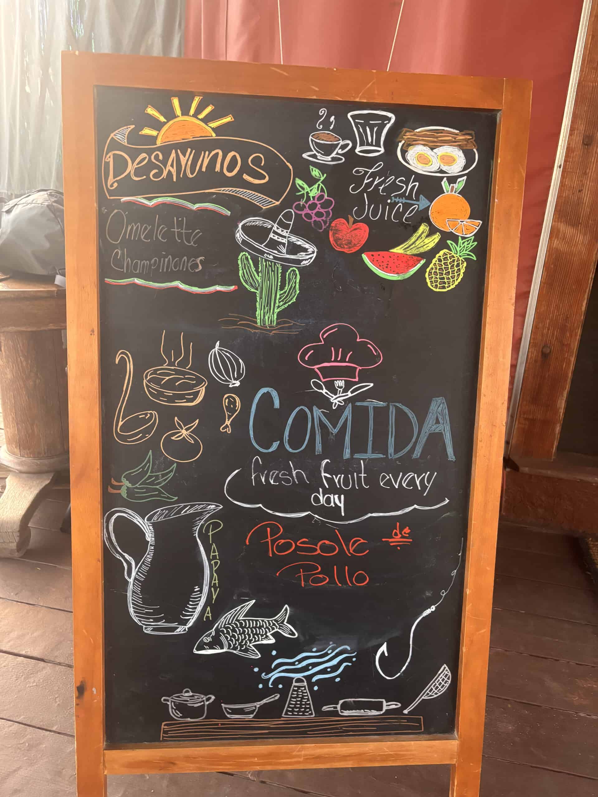Dining sign at Las Animas ecolodge